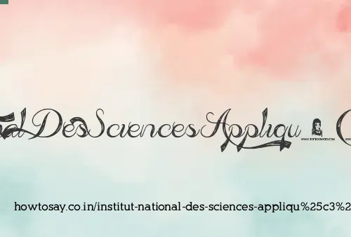 Institut National Des Sciences Appliquées