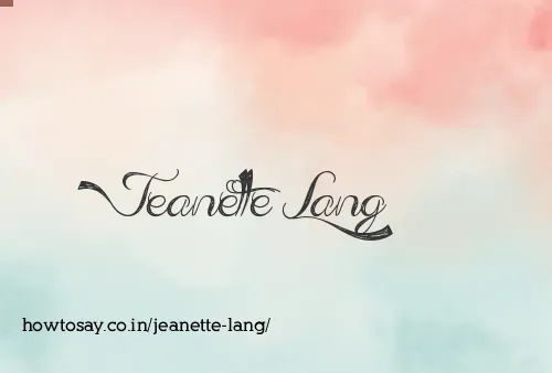 Jeanette Lang