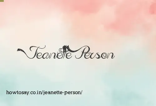 Jeanette Person