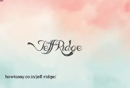 Jeff Ridge