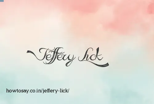 Jeffery Lick