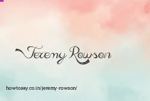 Jeremy Rowson