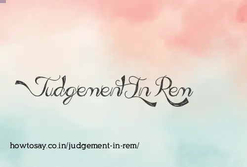 Judgement In Rem