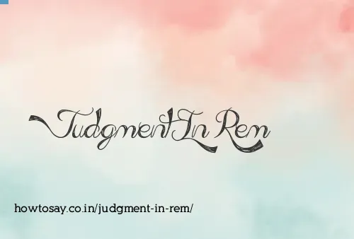 Judgment In Rem