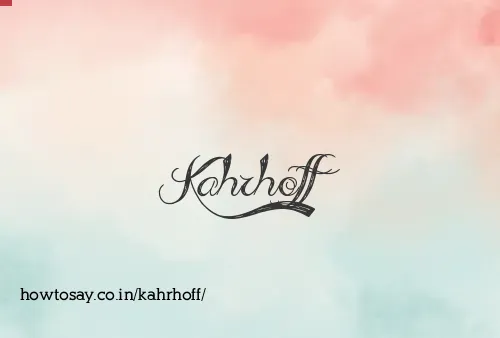 Kahrhoff