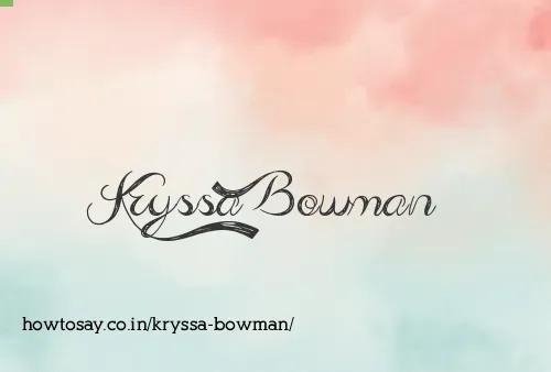 Kryssa Bowman