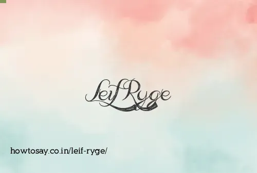 Leif Ryge