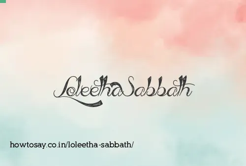 Loleetha Sabbath