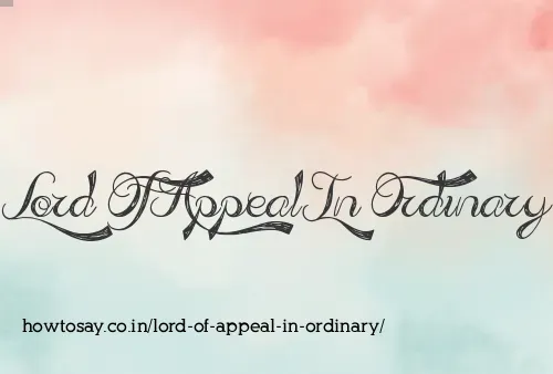 Lord Of Appeal In Ordinary