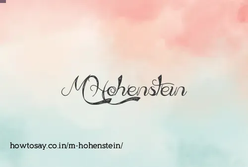 M Hohenstein