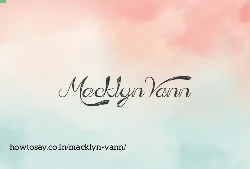 Macklyn Vann