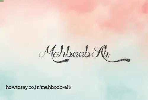 Mahboob Ali