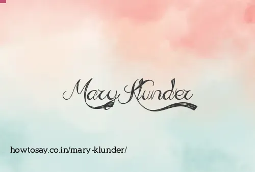 Mary Klunder