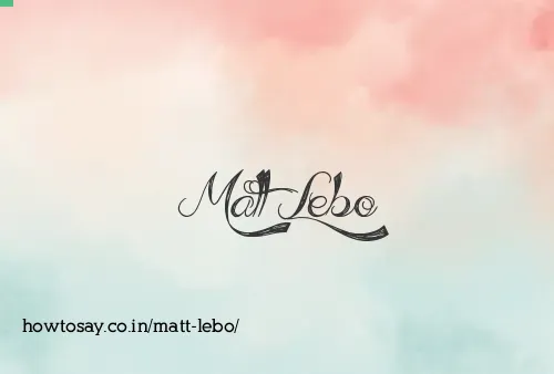 Matt Lebo
