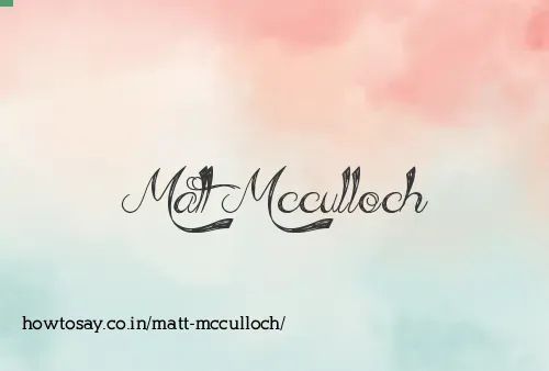 Matt Mcculloch