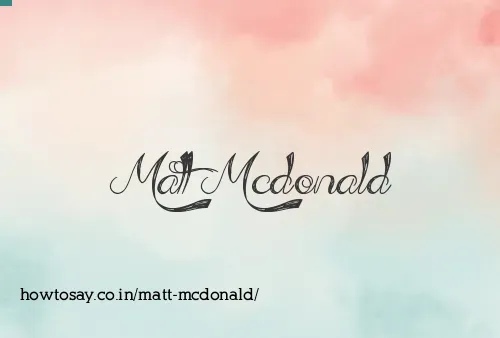 Matt Mcdonald