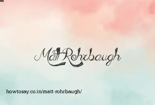 Matt Rohrbaugh