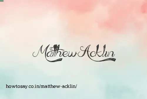 Matthew Acklin