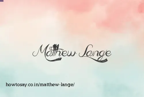 Matthew Lange