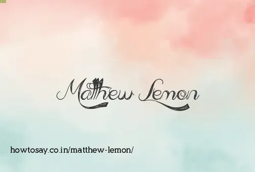 Matthew Lemon