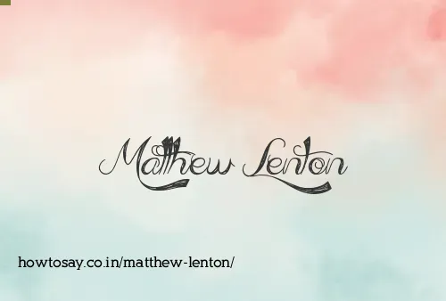 Matthew Lenton