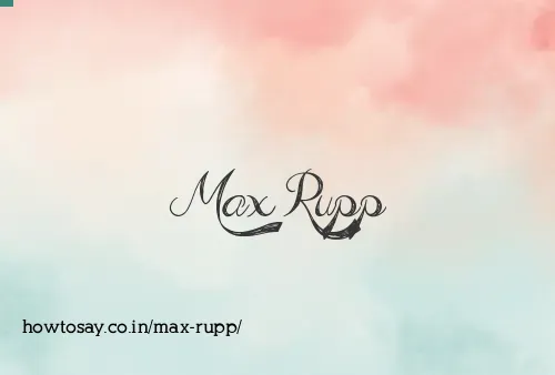 Max Rupp