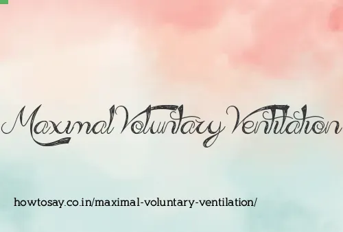 Maximal Voluntary Ventilation