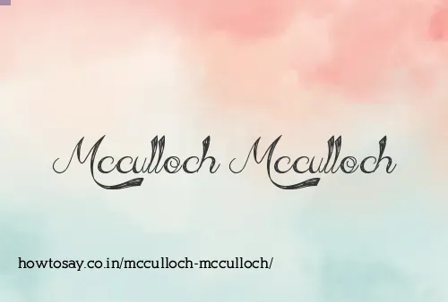 Mcculloch Mcculloch