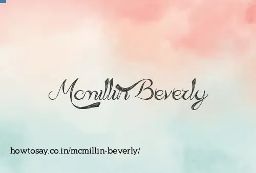 Mcmillin Beverly