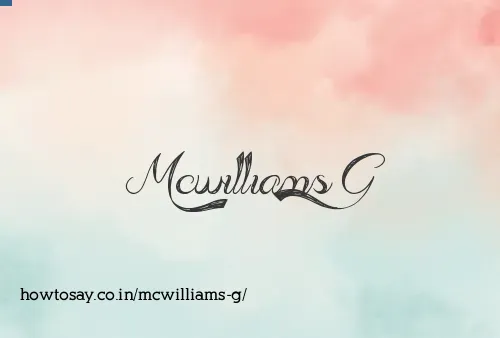 Mcwilliams G