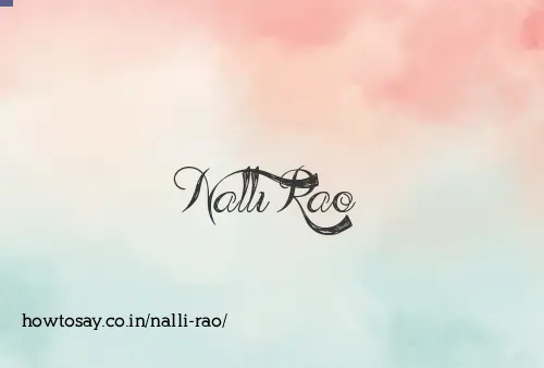 Nalli Rao
