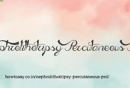 Nephrolithotripsy Percutaneous Pnl