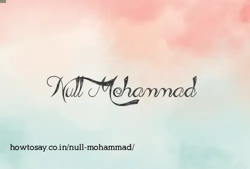 Null Mohammad