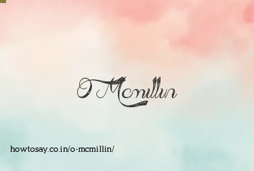 O Mcmillin