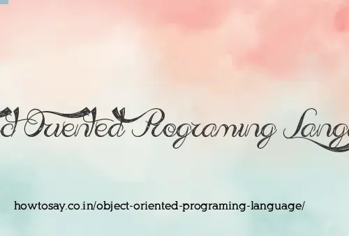 Object Oriented Programing Language