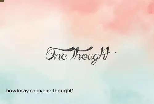 One Thought