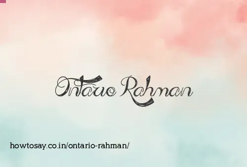 Ontario Rahman
