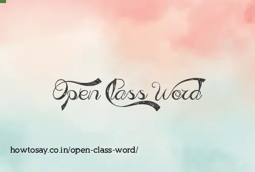 Open Class Word