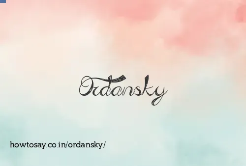 Ordansky