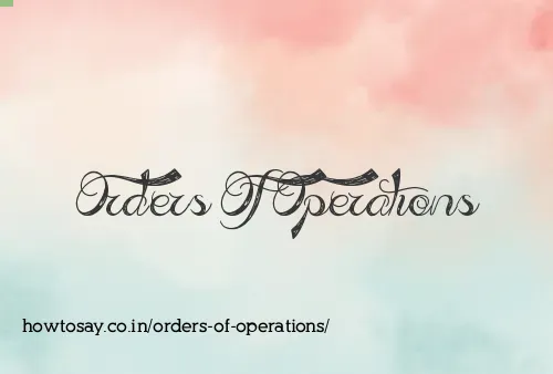 Orders Of Operations