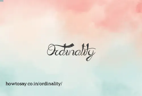 Ordinality