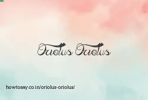 Oriolus Oriolus