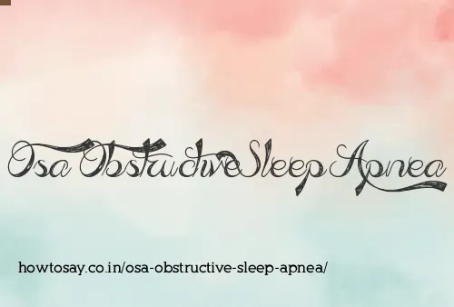 Osa Obstructive Sleep Apnea