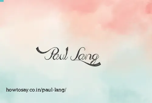 Paul Lang