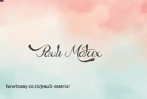 Pauli Matrix