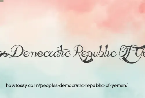 Peoples Democratic Republic Of Yemen