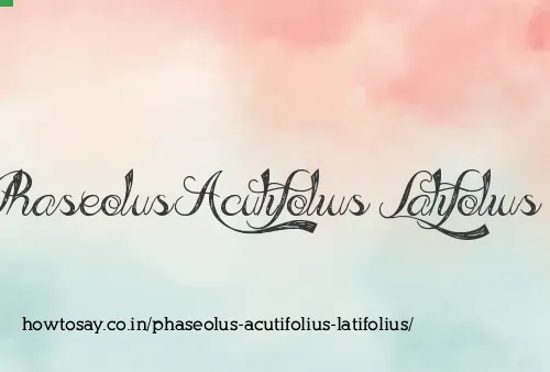 Phaseolus Acutifolius Latifolius