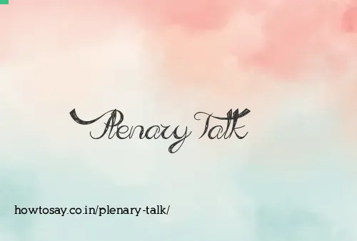 Plenary Talk