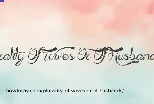 Plurality Of Wives Or Of Husbands