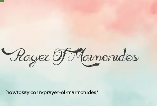 Prayer Of Maimonides